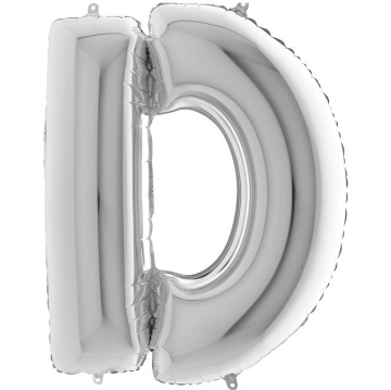 S/SHAPE FOİL BALON - LETTER -D- SILVER