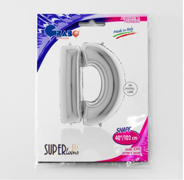 S/SHAPE FOİL BALON - LETTER -D- SILVER