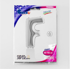 S/SHAPE FOİL BALON - LETTER -F- SILVER