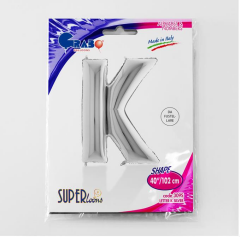 S/SHAPE FOİL BALON - LETTER -K- SILVER