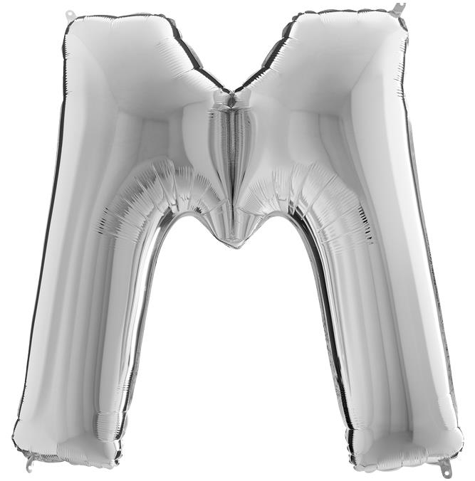 S/SHAPE FOİL BALON - LETTER -M- SILVER