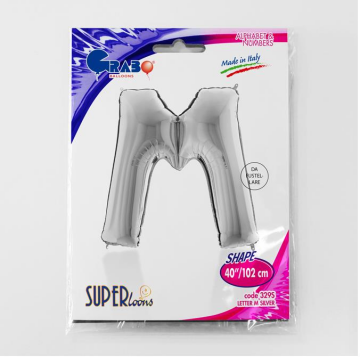S/SHAPE FOİL BALON - LETTER -M- SILVER