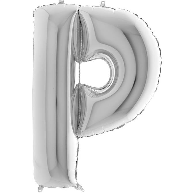S/SHAPE FOİL BALON - LETTER -P- SILVER