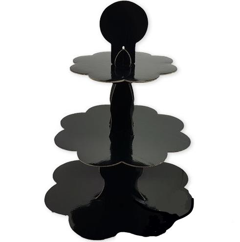 3 KATLI CUPCAKE STANDI DÜZ SİYAH