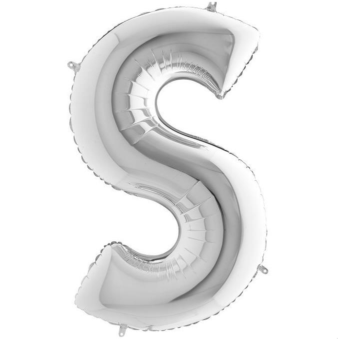 S/SHAPE FOİL BALON - LETTER -S- SILVER