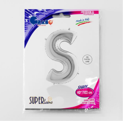 S/SHAPE FOİL BALON - LETTER -S- SILVER