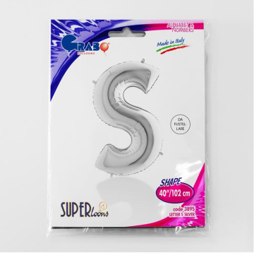 S/SHAPE FOİL BALON - LETTER -S- SILVER