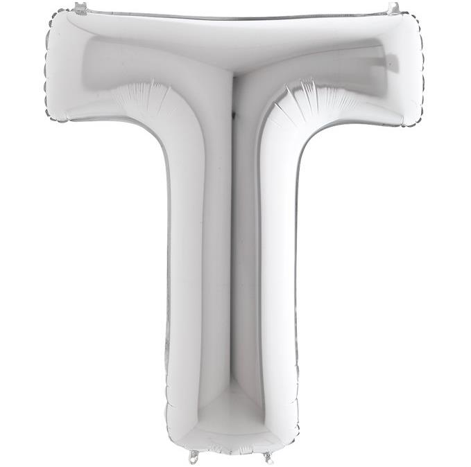 S/SHAPE FOİL BALON - LETTER -T- SILVER