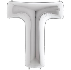S/SHAPE FOİL BALON - LETTER -T- SILVER