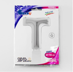 S/SHAPE FOİL BALON - LETTER -T- SILVER