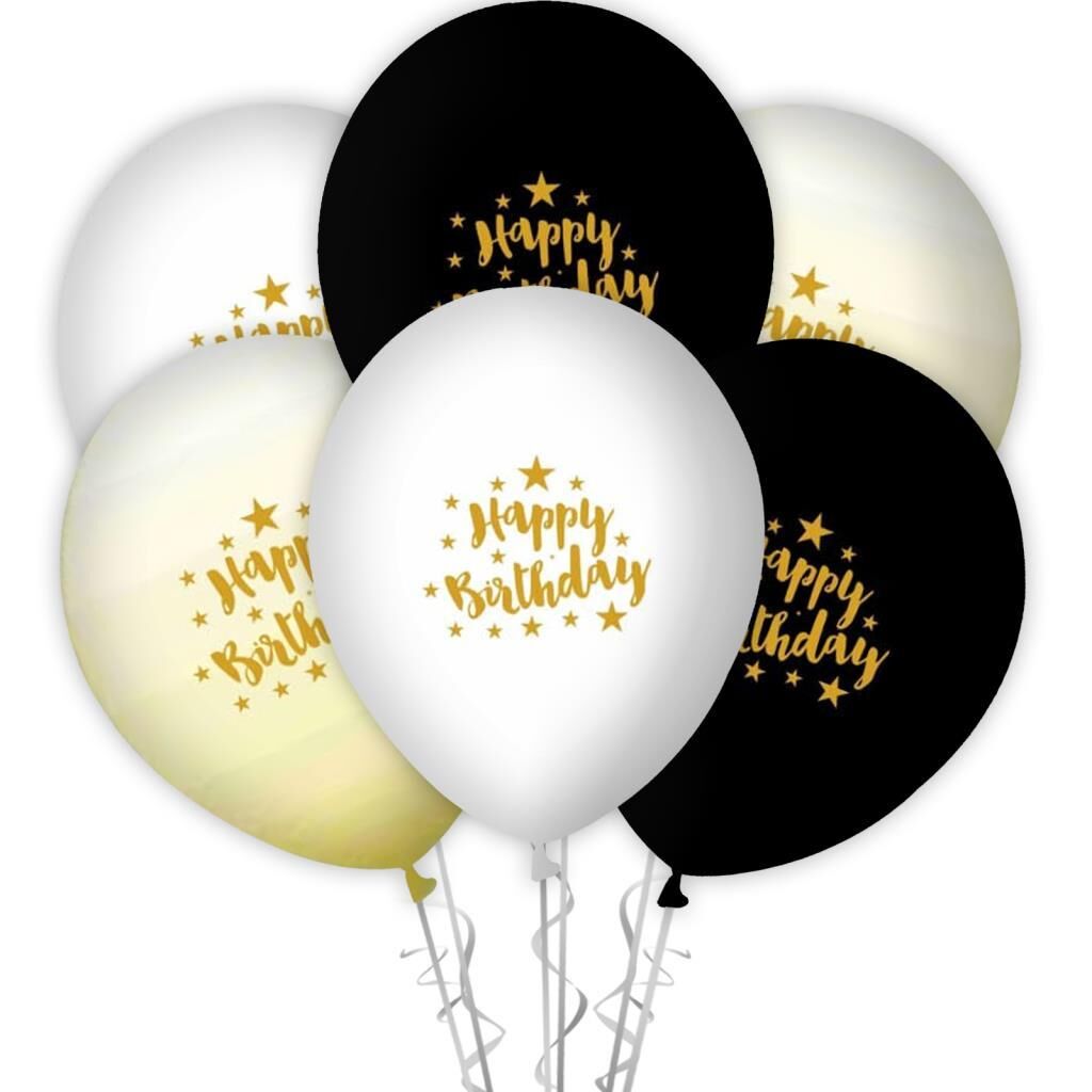 Happy Birthday Gold Baskılı 12'' Balon ( 100 Adet )