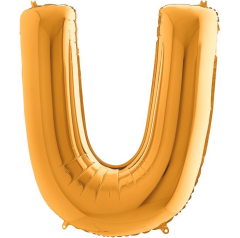 S/SHAPE FOİL BALON - LETTER -U- GOLD
