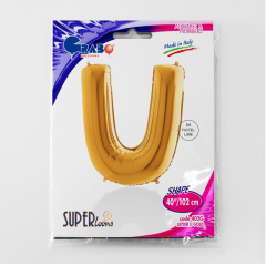 S/SHAPE FOİL BALON - LETTER -U- GOLD