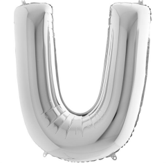 S/SHAPE FOİL BALON - LETTER -U- SILVER