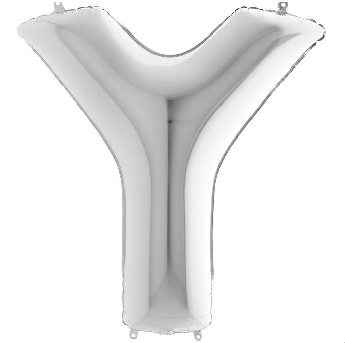 S/SHAPE FOİL BALON - LETTER -Y- SILVER