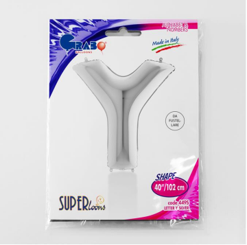 S/SHAPE FOİL BALON - LETTER -Y- SILVER