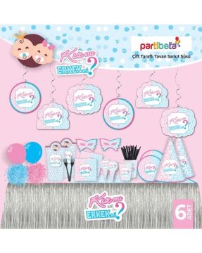 KIZ MI ERKEK Mİ SPİRAL TAVAN SÜSÜ 6 LI