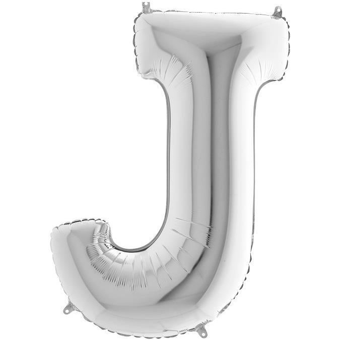 S/SHAPE FOİL BALON - LETTER -J- SILVER
