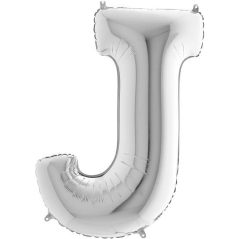 S/SHAPE FOİL BALON - LETTER -J- SILVER
