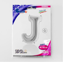 S/SHAPE FOİL BALON - LETTER -J- SILVER
