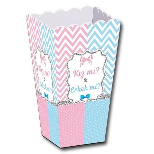 CİNSİYET BASKILI POPCORN KUTUSU 8 Lİ