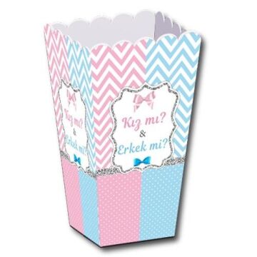 CİNSİYET BASKILI POPCORN KUTUSU 8 Lİ