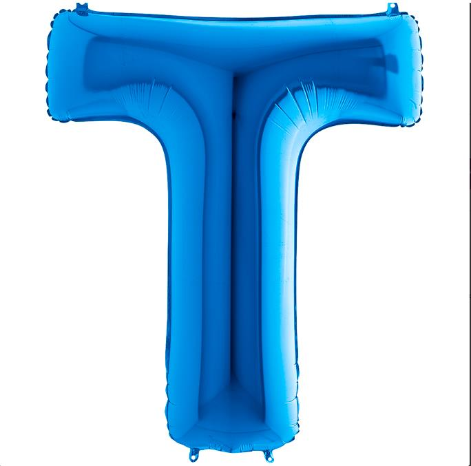 S/SHAPE FOİL BALON - LETTER -T- BLUE