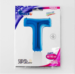 S/SHAPE FOİL BALON - LETTER -T- BLUE