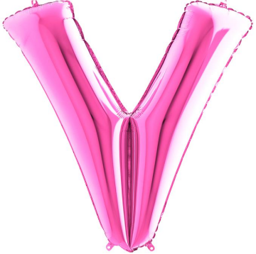 S/SHAPE FOİL BALON - LETTER -V- PINK