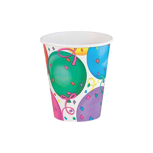 Happy Birthday Balon Baskılı Karton Bardak Karışık Renk ( 8 Adet )