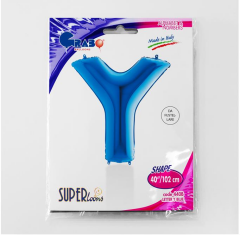 S/SHAPE FOİL BALON - LETTER -Y- BLUE