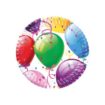 Happy Birthday Balonlu Karton Tabak ( 8 Adet )