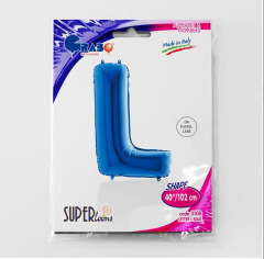 S/SHAPE FOİL BALON - LETTER -L- BLUE