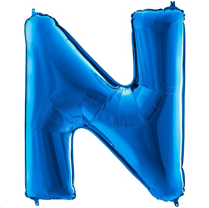 S/SHAPE FOİL BALON - LETTER -N- BLUE