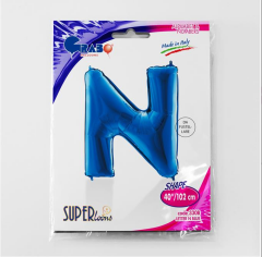 S/SHAPE FOİL BALON - LETTER -N- BLUE