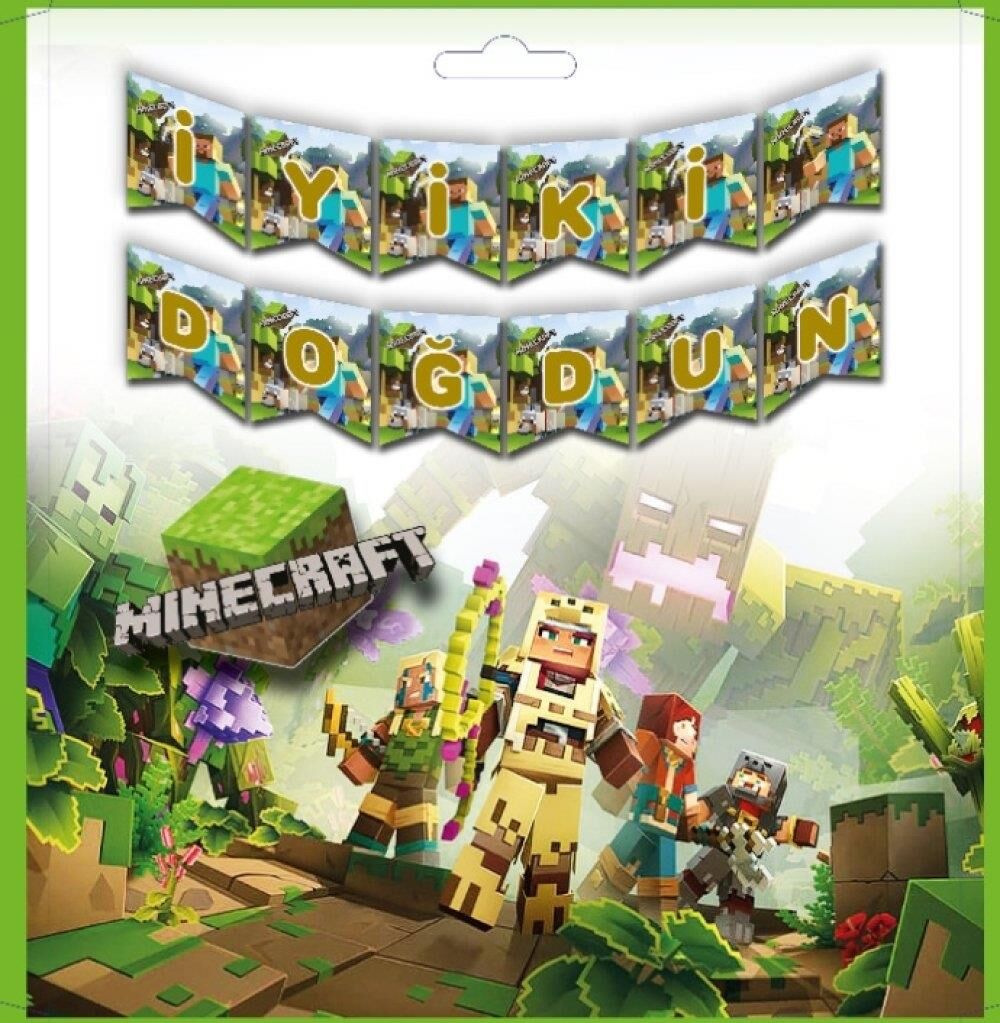 MİNECRAFT BASKILI İYİ Kİ DOĞDUN BANNER