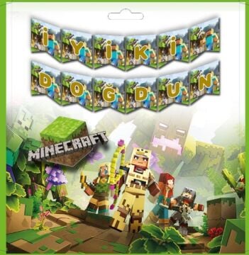 MİNECRAFT BASKILI İYİ Kİ DOĞDUN BANNER