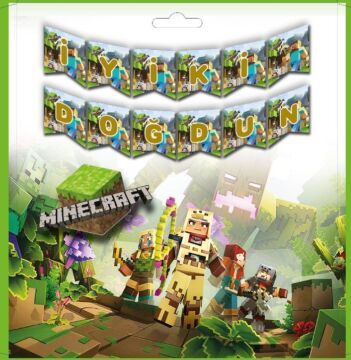 MİNECRAFT BASKILI İYİ Kİ DOĞDUN BANNER