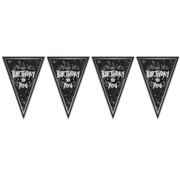 Üçgen Flama Gümüş Happy Birthday