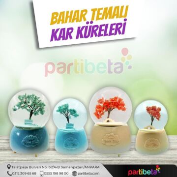 Kar Küresi Japon Kiraz Ağacı Pilli Işıklı Müzikli 12 Cm Kargo Ücretsiz