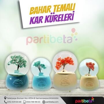 Kar Küresi Japon Kiraz Ağacı Pilli Işıklı Müzikli 12 Cm Kargo Ücretsiz