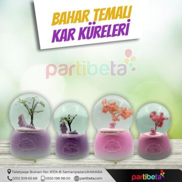 Kar Küresi Japon Kiraz Ağacı Pilli Işıklı Müzikli 12 Cm Kargo Ücretsiz