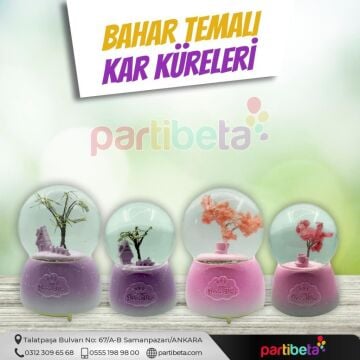 Kar Küresi Japon Kiraz Ağacı Pilli Işıklı Müzikli 12 Cm Kargo Ücretsiz