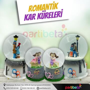 Kar Küresi Sevgililer Pilli Işıklı Müzikli 12 Cm Kargo Ücretsiz