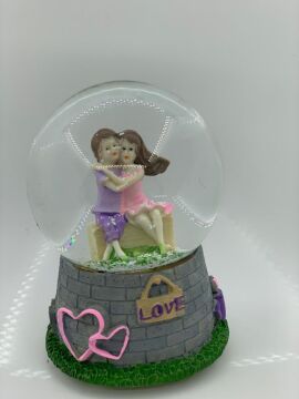 Kar Küresi Sevgililer Pilli Işıklı Müzikli 12 Cm Kargo Ücretsiz