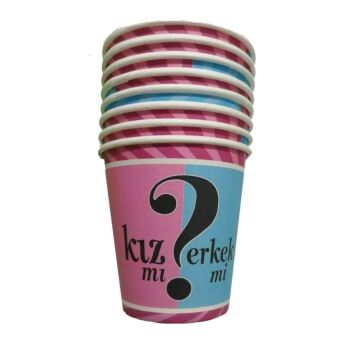 KIZ MI ERKEK Mİ KARTON BARDAK 8 Lİ