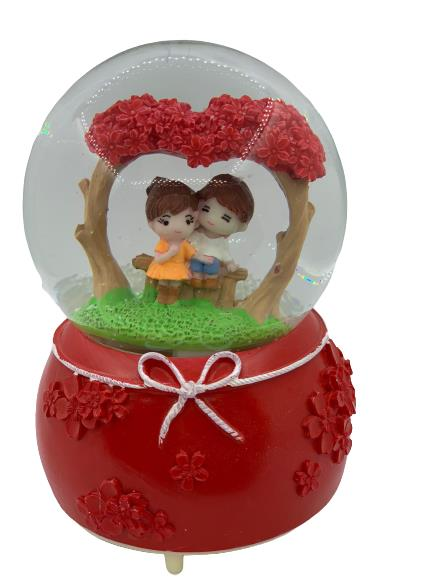 Kar Küresi Aşıklar Pilli Işıklı Müzikli Püskürtme Motorlu Büyük Boy 15 Cm Kargo Ücretsiz