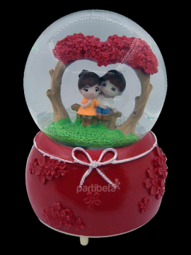 Kar Küresi Aşıklar Pilli Işıklı Müzikli Püskürtme Motorlu Büyük Boy 15 Cm Kargo Ücretsiz