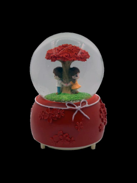 Kar Küresi Aşıklar Pilli Işıklı Müzikli Püskürtme Motorlu Büyük Boy 15 Cm Kargo Ücretsiz