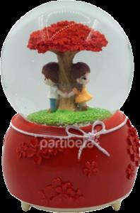 Kar Küresi Aşıklar Pilli Işıklı Müzikli Püskürtme Motorlu Büyük Boy 15 Cm Kargo Ücretsiz